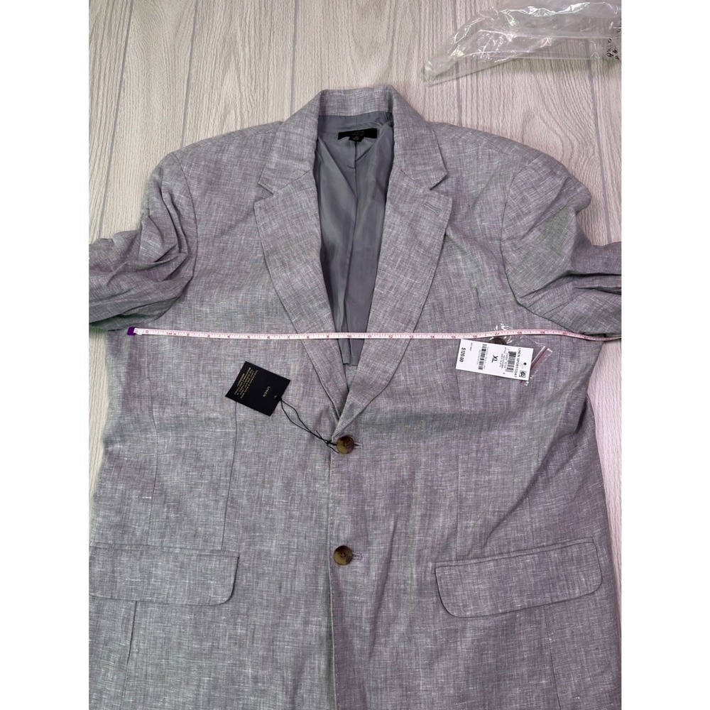 Club Room Luxury Mens XL Light Grey 100% Linen Two Button Sport Coat Blazer NWT - Picture 12 of 15